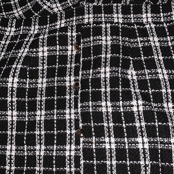 Frayed Hem Button Front Tweed Overall Dress - Picture 2 of 3